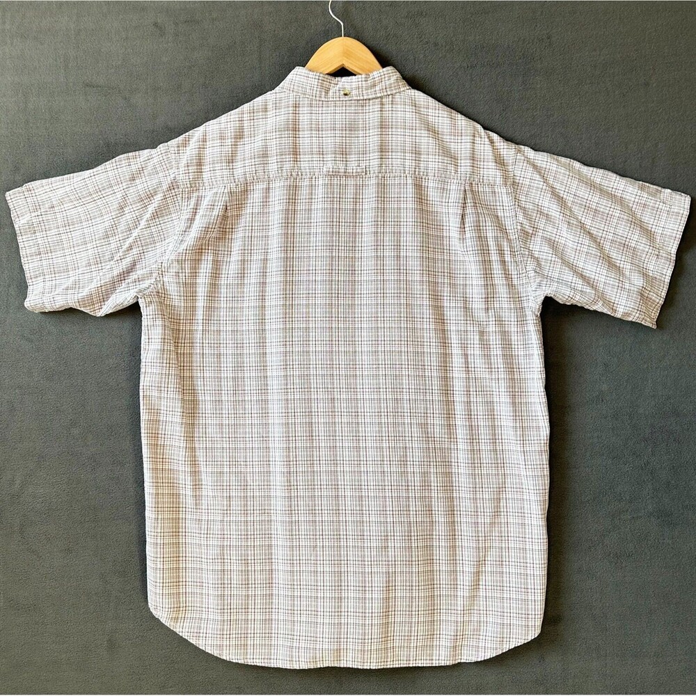 The North Face Plaid Camp Shirt Men's XL White Brown Button-Front Short Sleeve - Picture 3 of 9